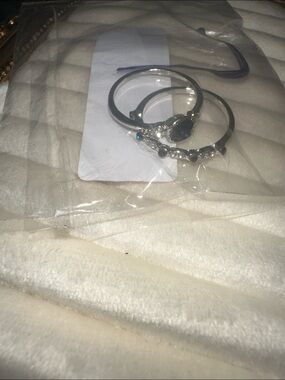 Sterling Silver Blue Sapphire Halo Ring Set - Women's Jewelry